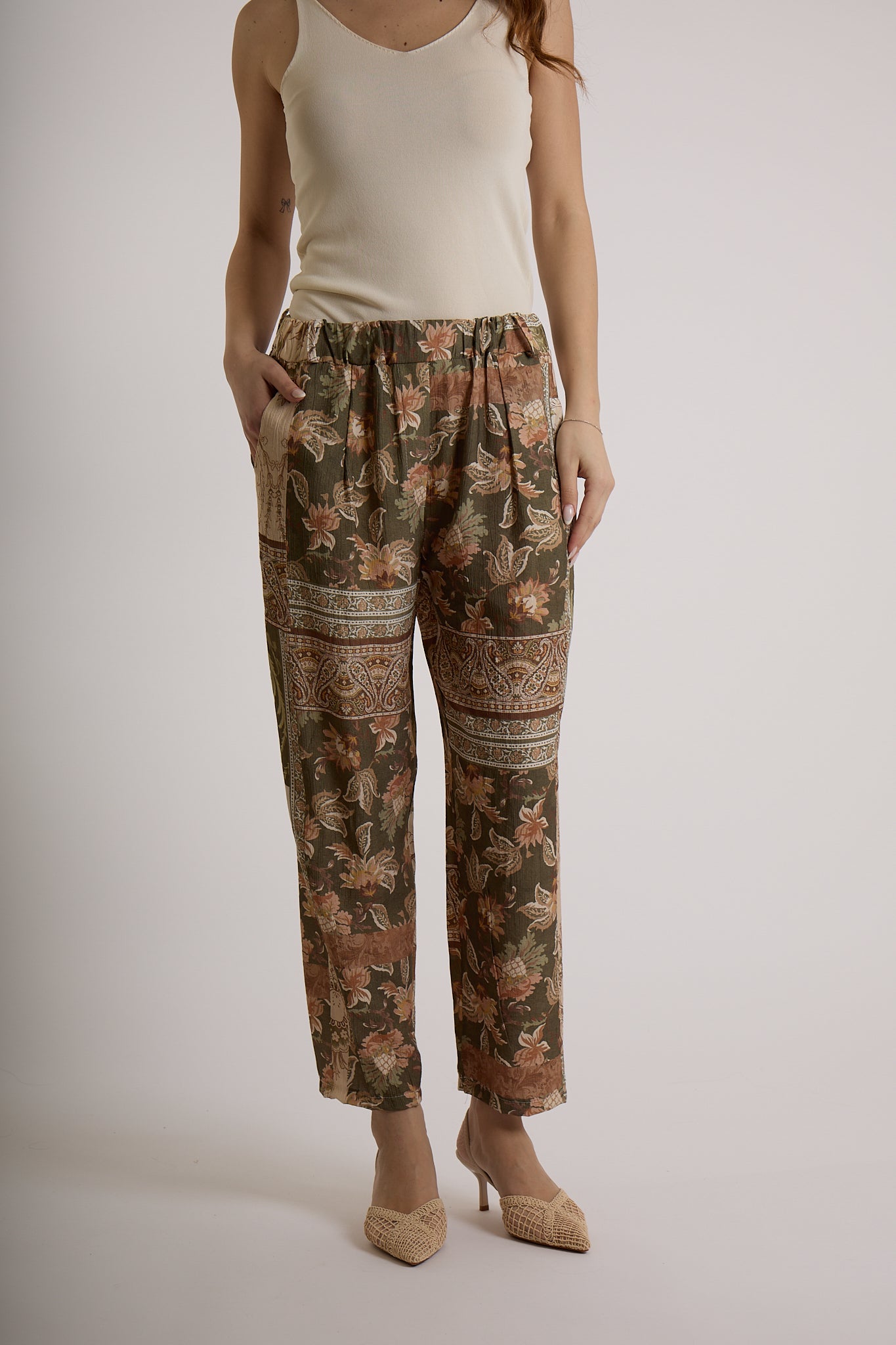 PANTALONE IN FANTASIA|Colore:Militare