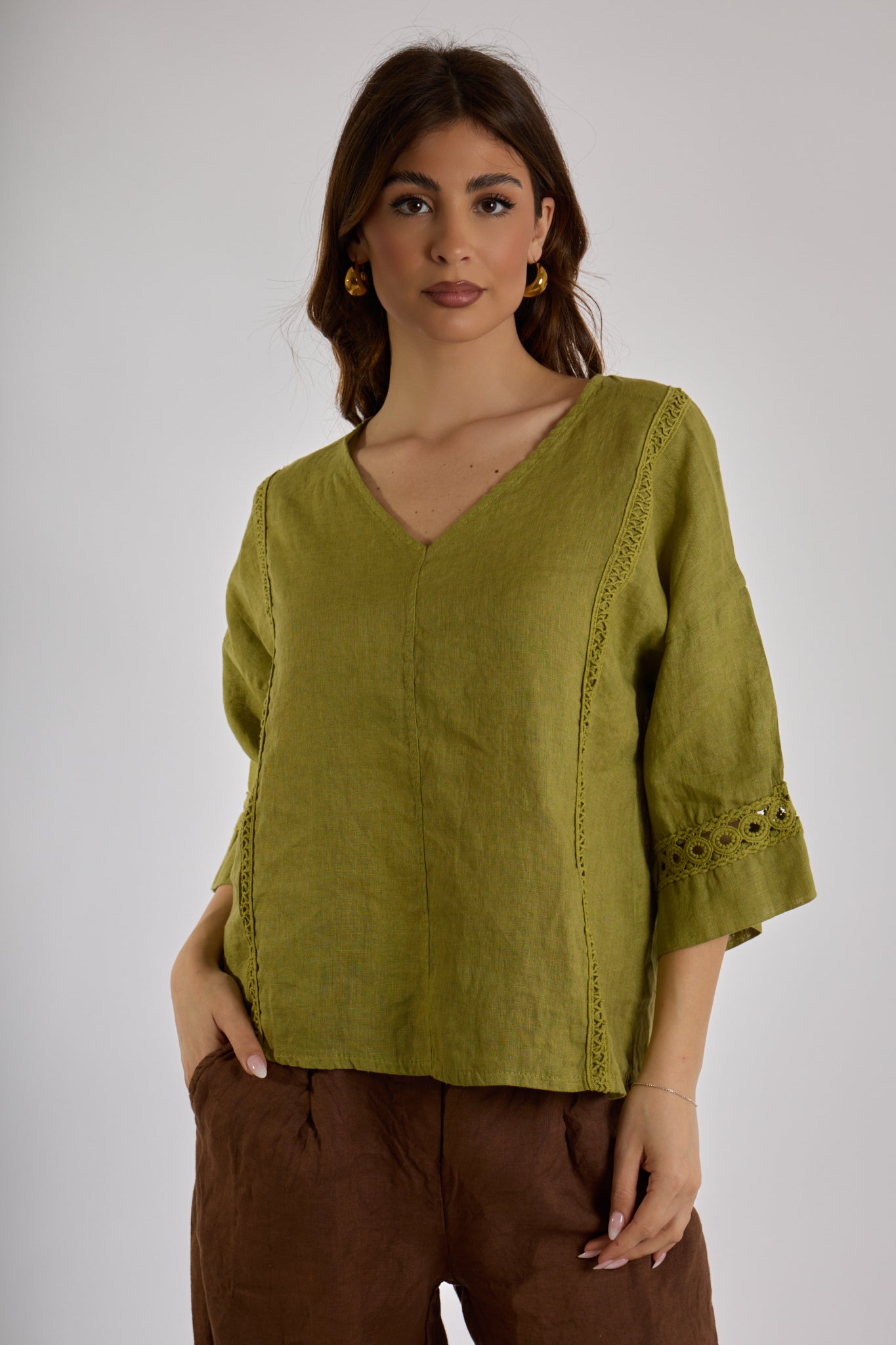 BLUSA LINO|Colore:Pistacchio