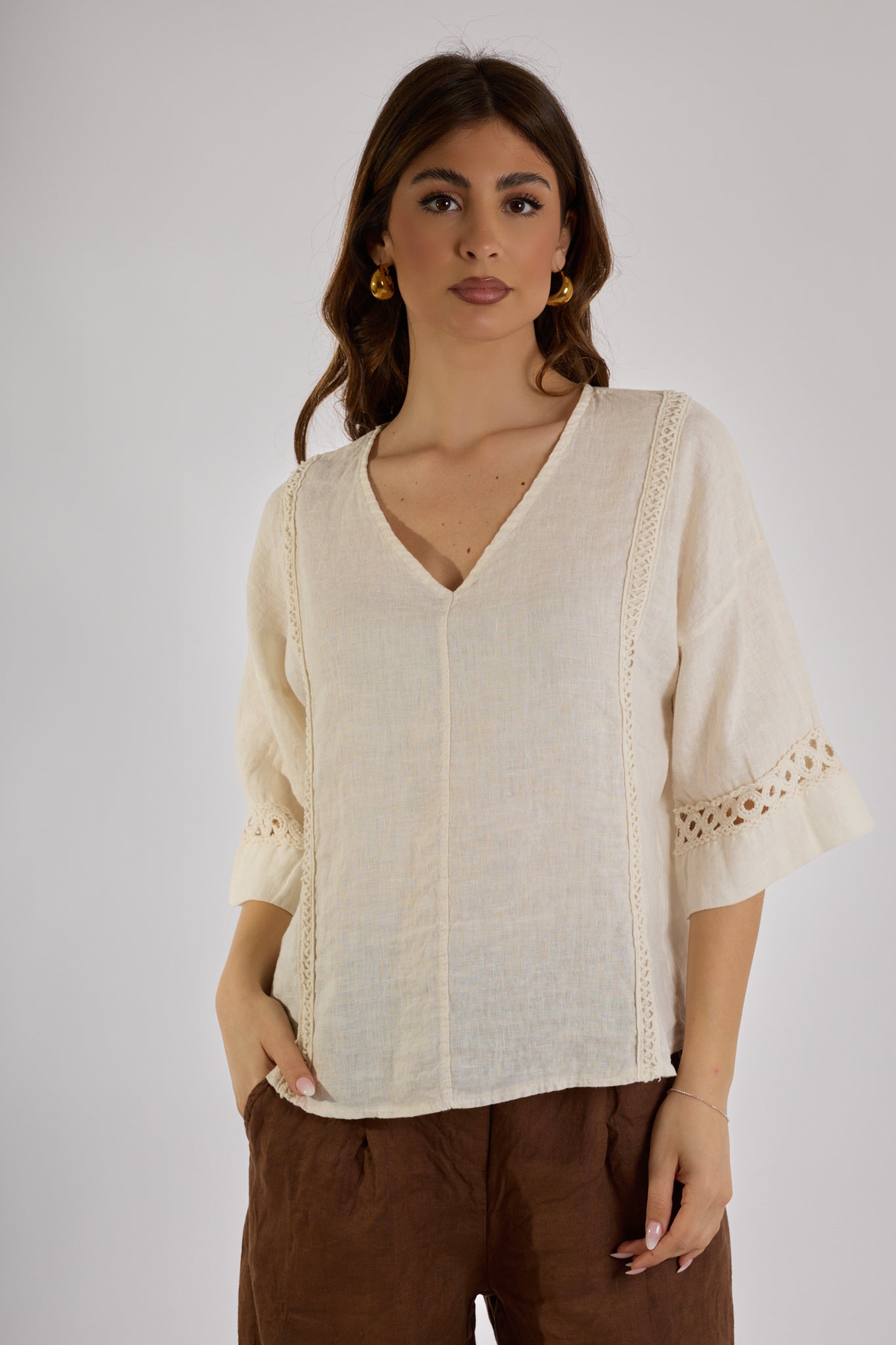 BLUSA LINO|Colore:Avorio