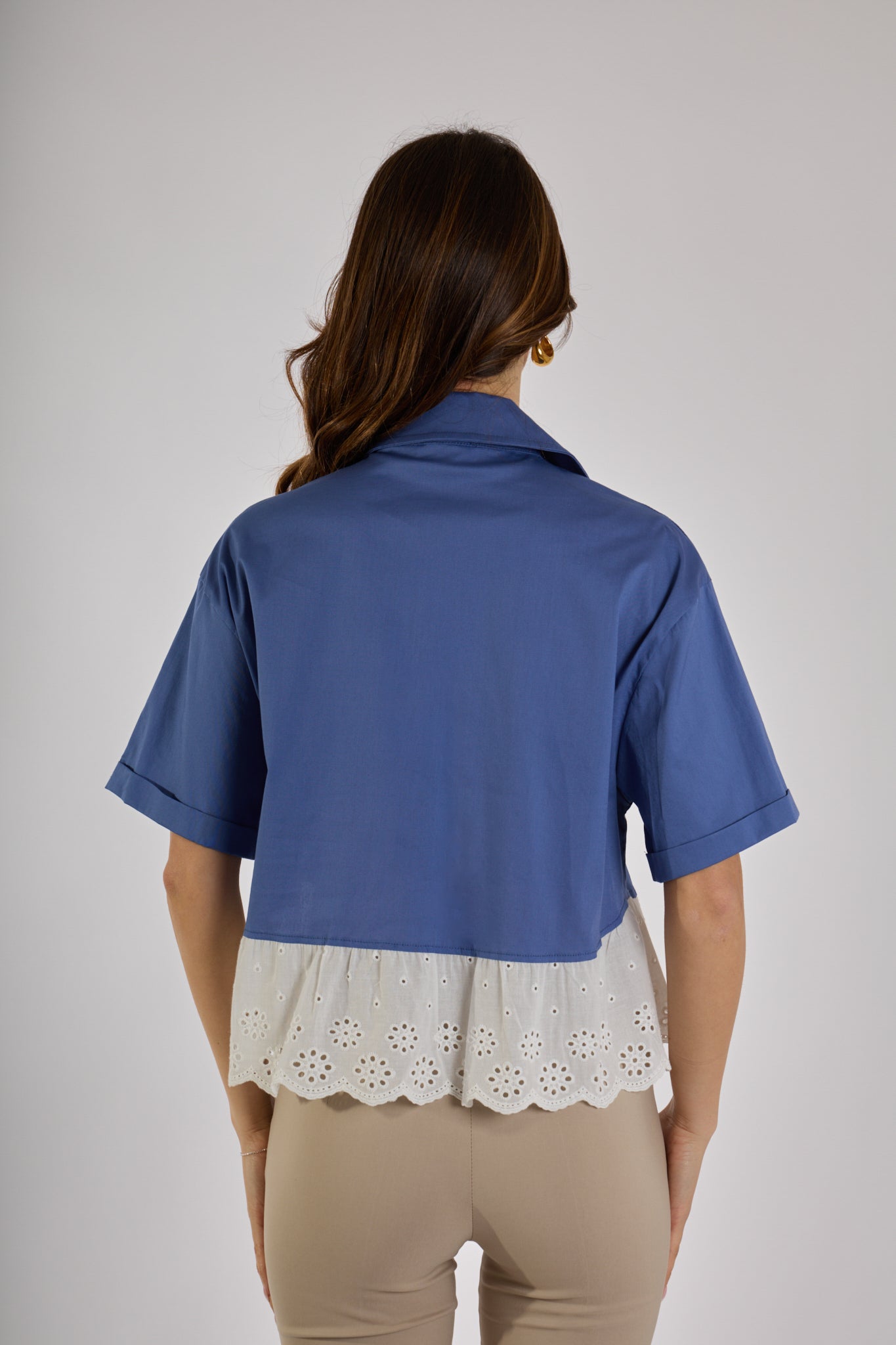 CAMICIA CON BALZA BALZA |Colore:Jeans