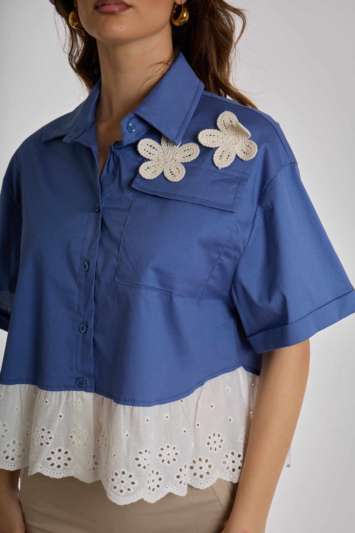 CAMICIA CON BALZA BALZA |Colore:Jeans