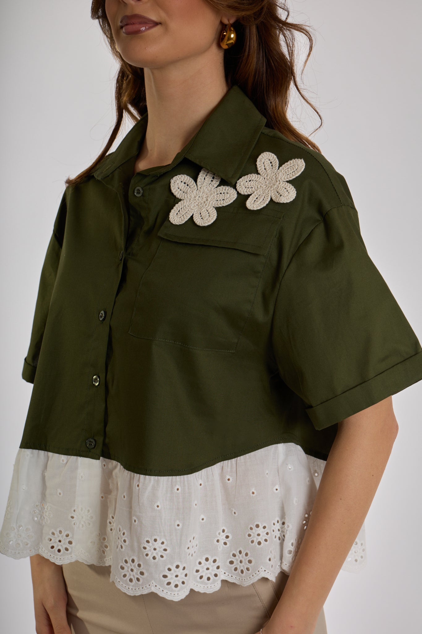 CAMICIA CON BALZA BALZA |Colore:Militare