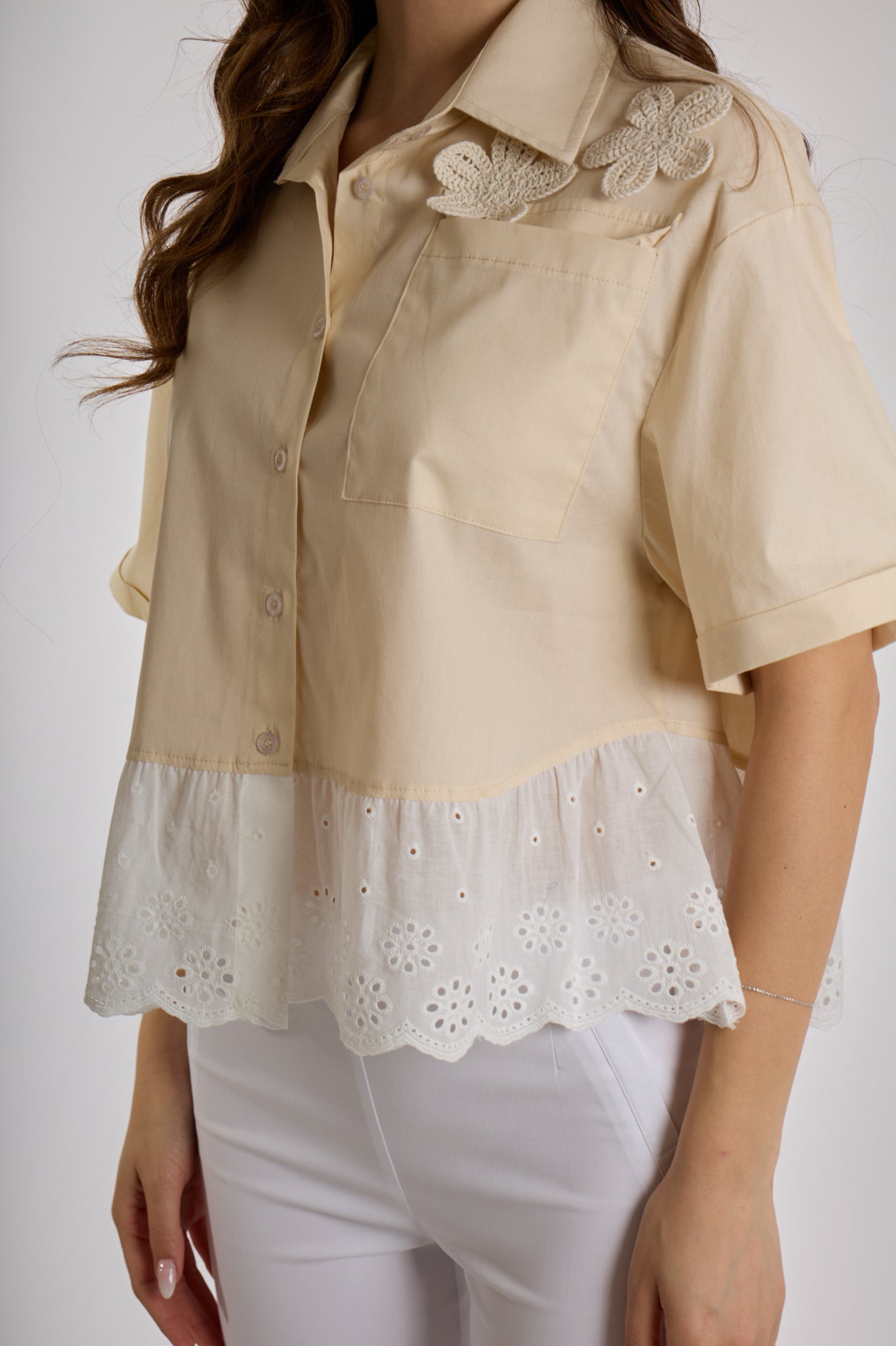 CAMICIA CON BALZA BALZA |Colore:Sabbia