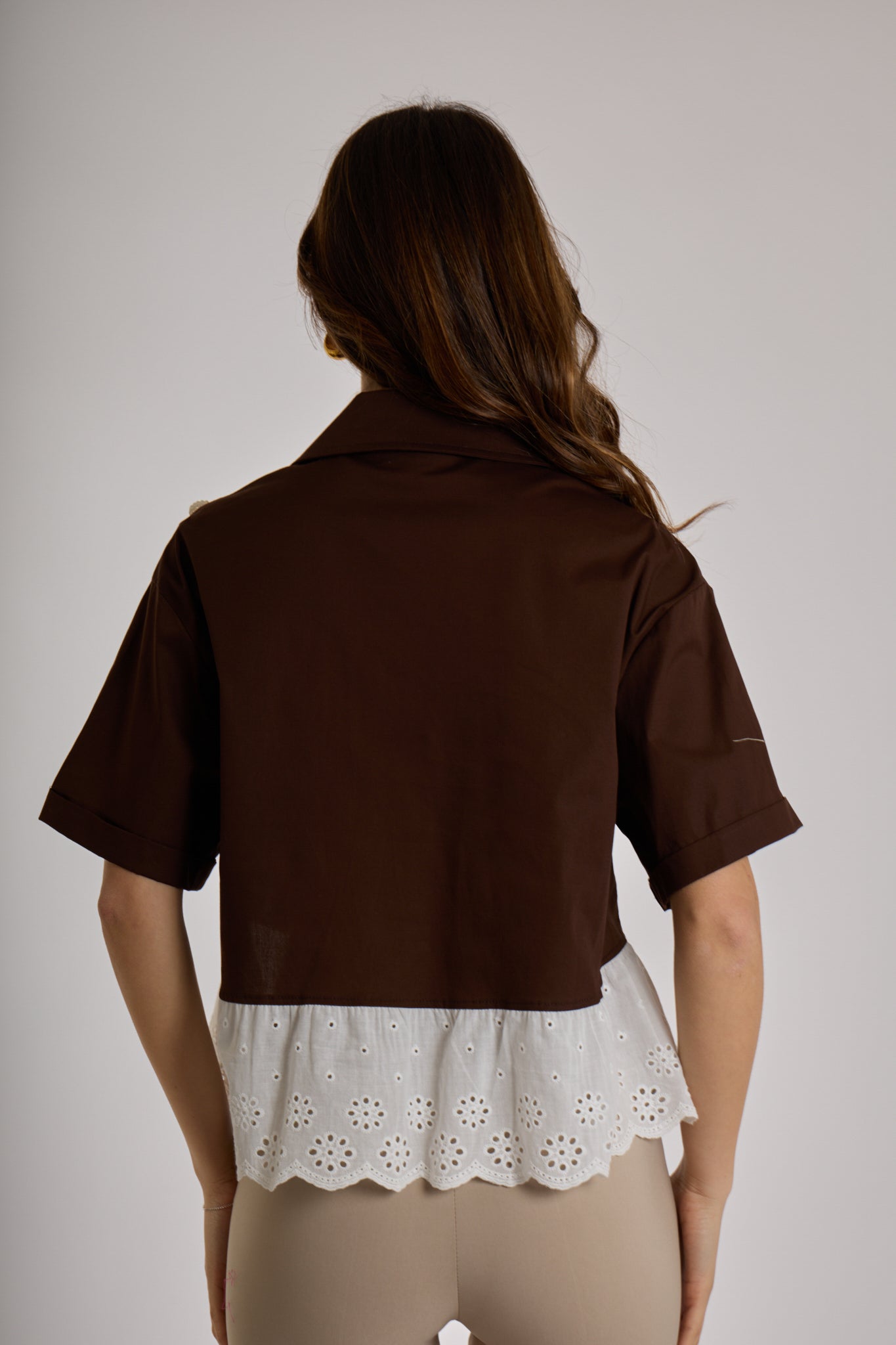 CAMICIA CON BALZA BALZA |Colore:Cioccolato