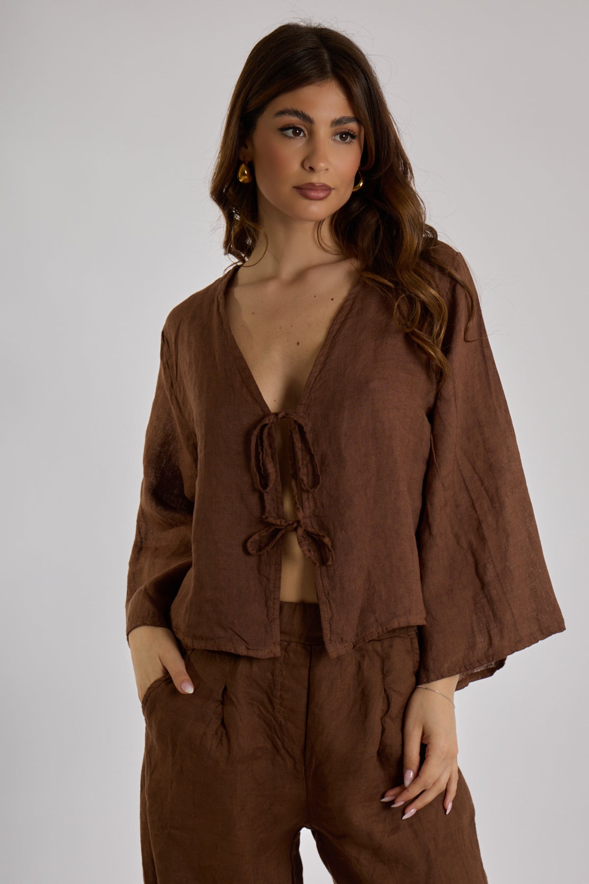 CARDIGAN FIOCCHI LINO|Colore:Cioccolato