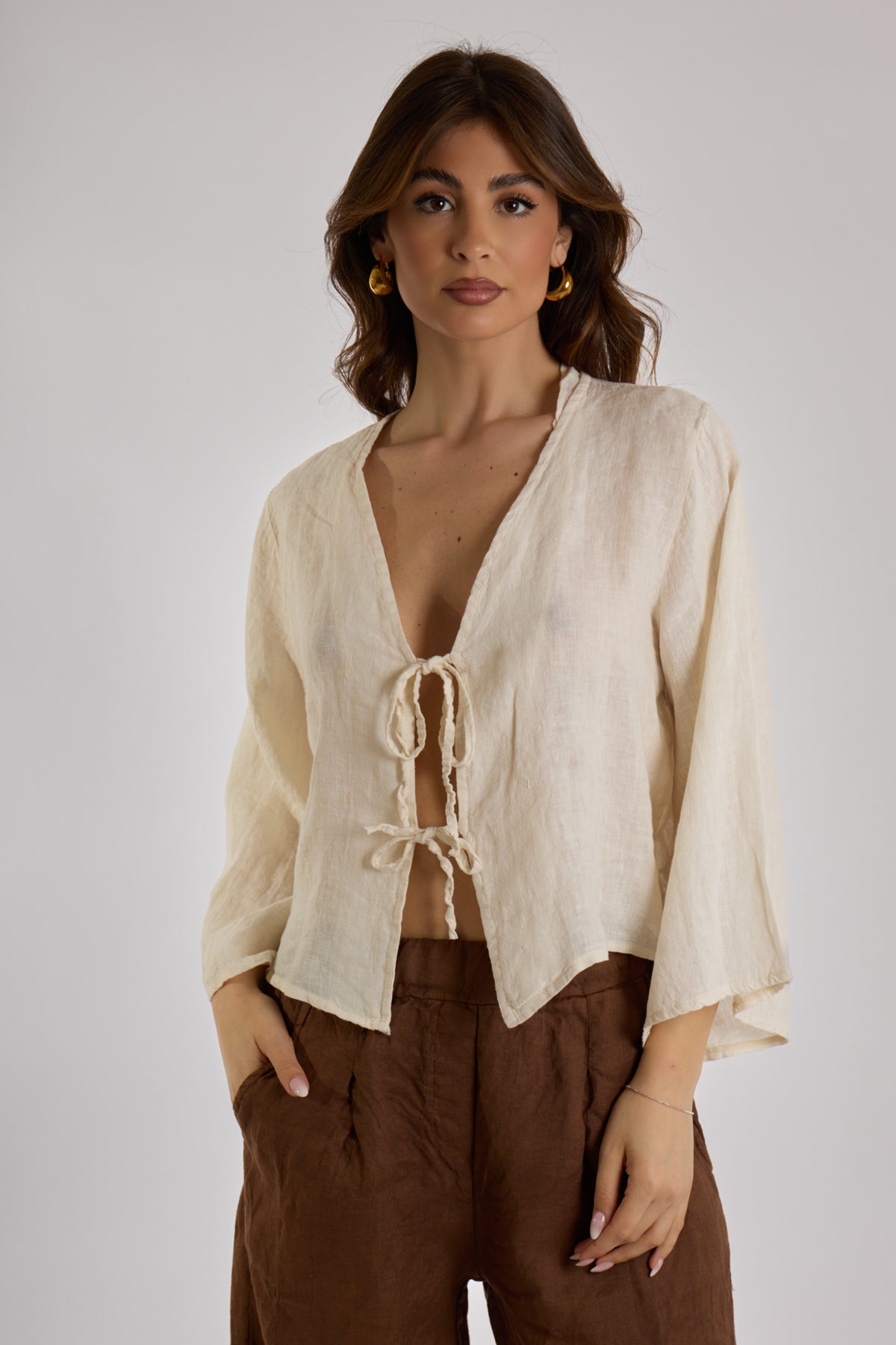 CARDIGAN FIOCCHI LINO|Colore:Avorio