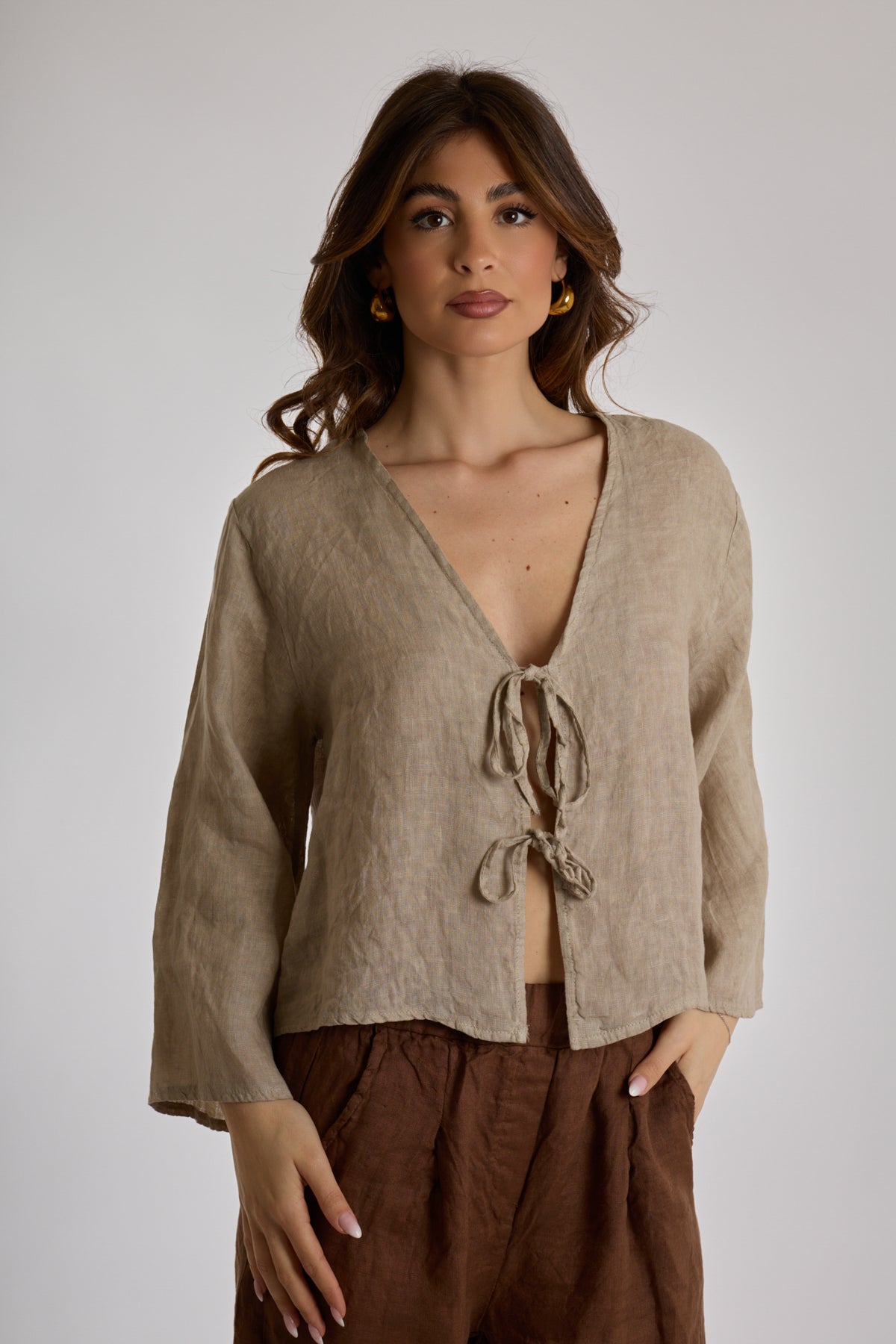 CARDIGAN FIOCCHI LINO|Colore:Sabbia