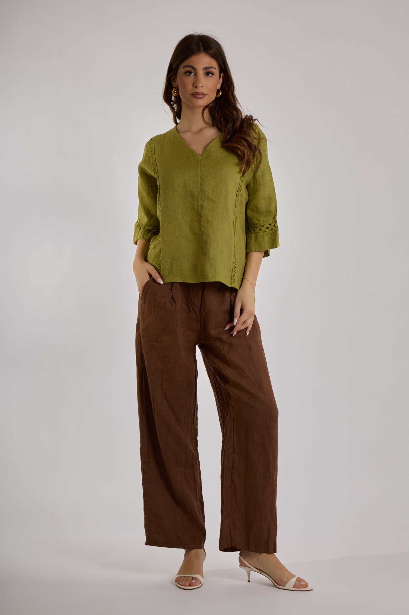 PANTALONE LINO|Colore:Cioccolato