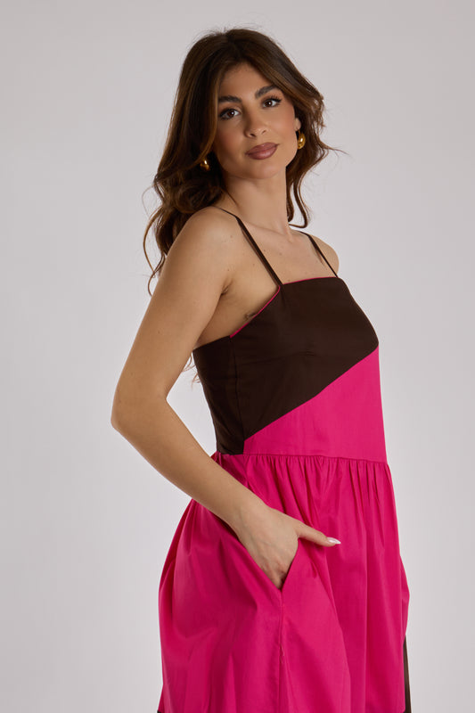 ABITO FASCE DIAGONALI|Colore:Fucsia