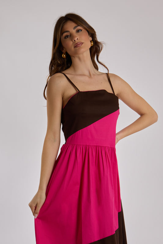 ABITO FASCE DIAGONALI|Colore:Fucsia