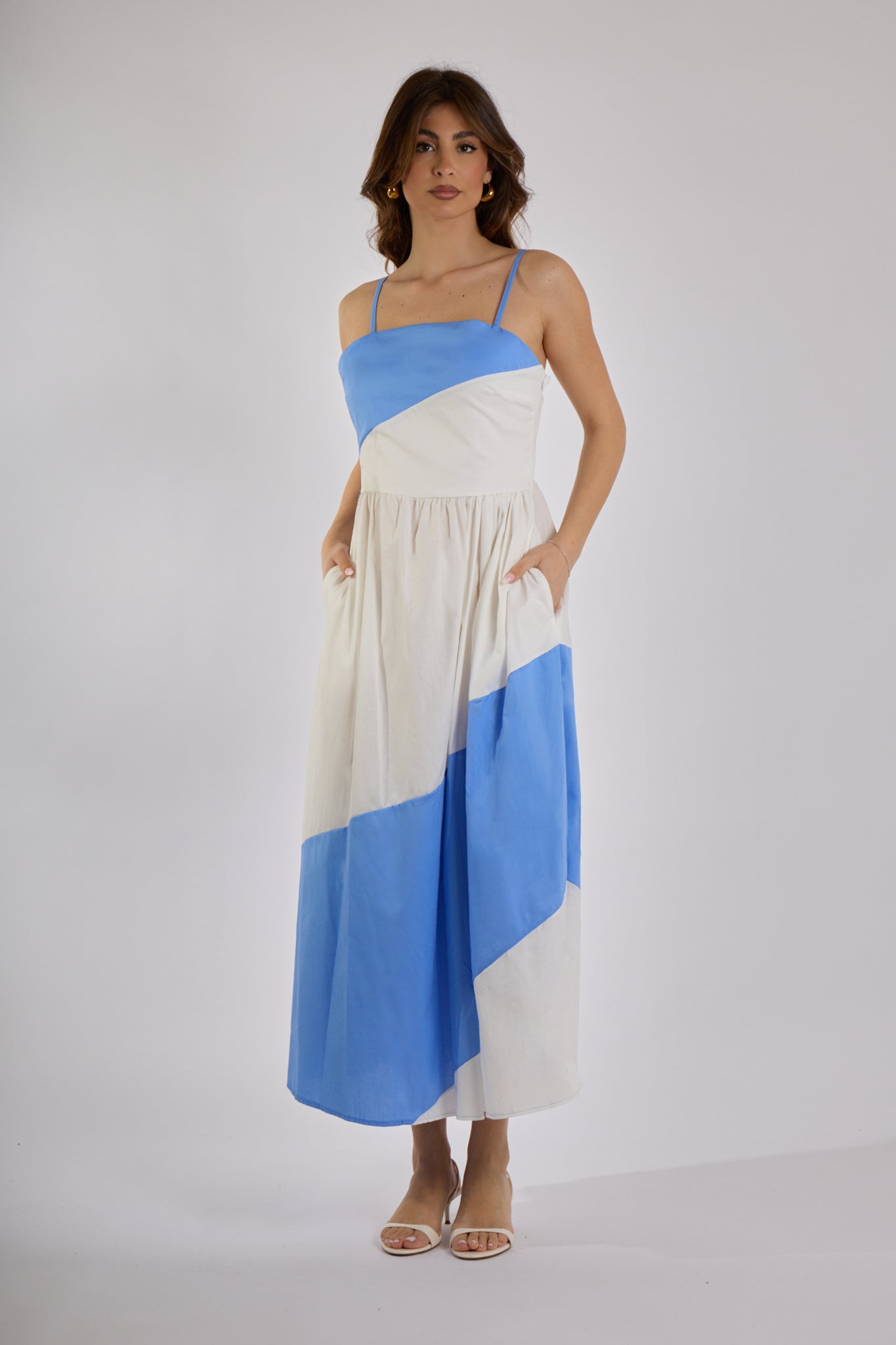 ABITO FASCE DIAGONALI|Colore:Celeste