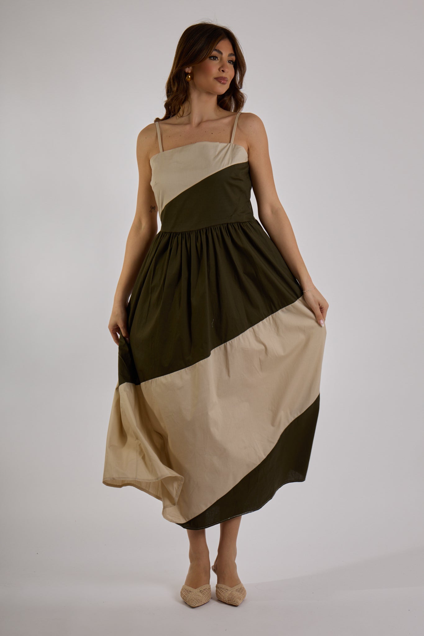 ABITO FASCE DIAGONALI|Colore:Militare