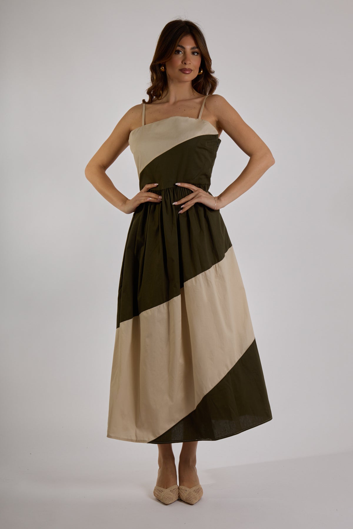 ABITO FASCE DIAGONALI|Colore:Militare