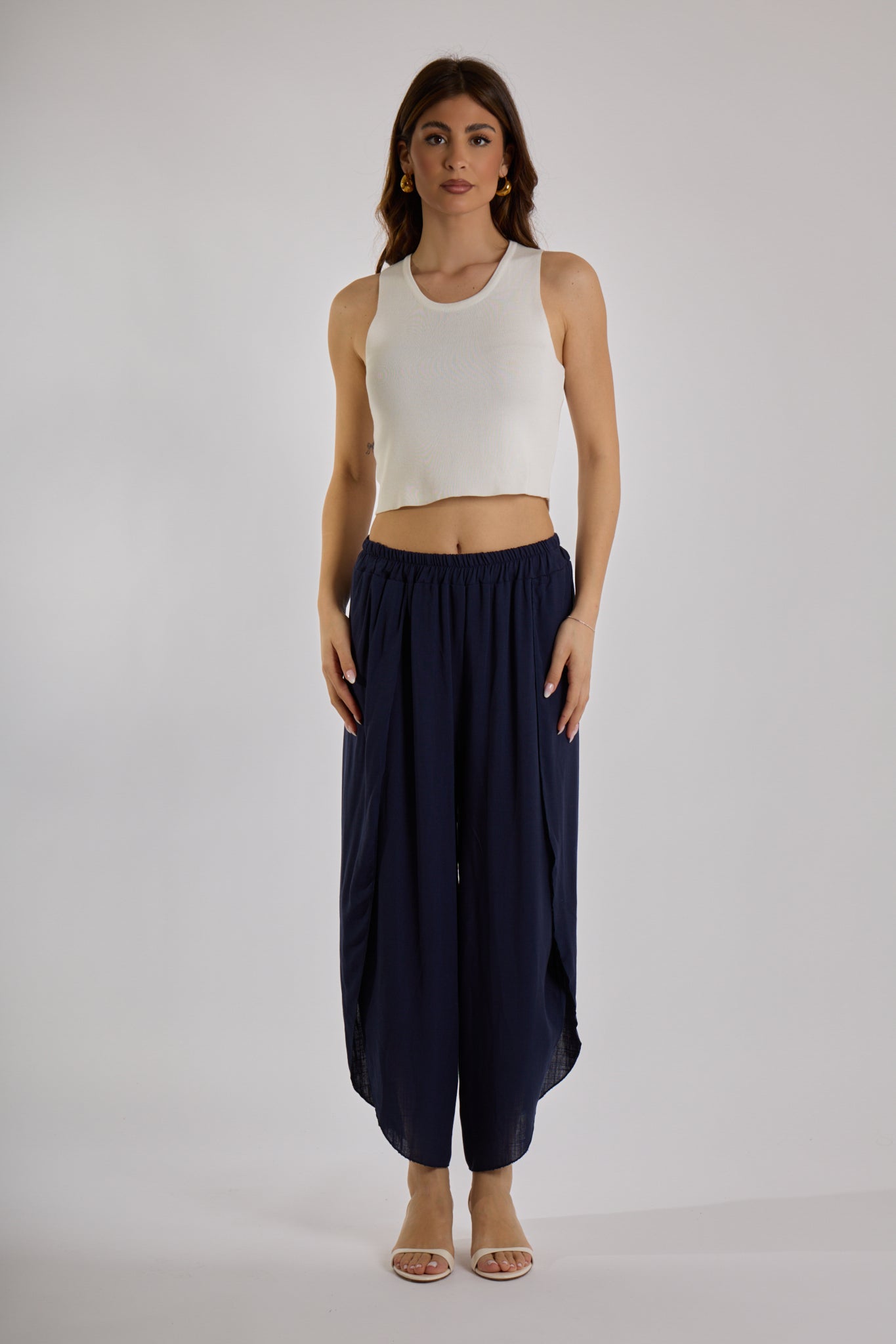 PANTALONE GAMBA VOLANT|Colore:Blu