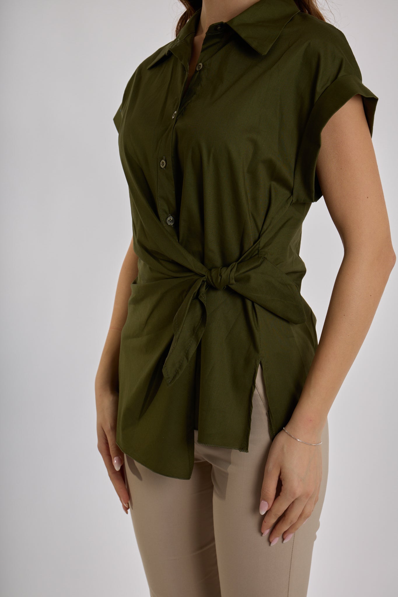 CAMICIA INCROCIO FIOCCO|Colore:Militare