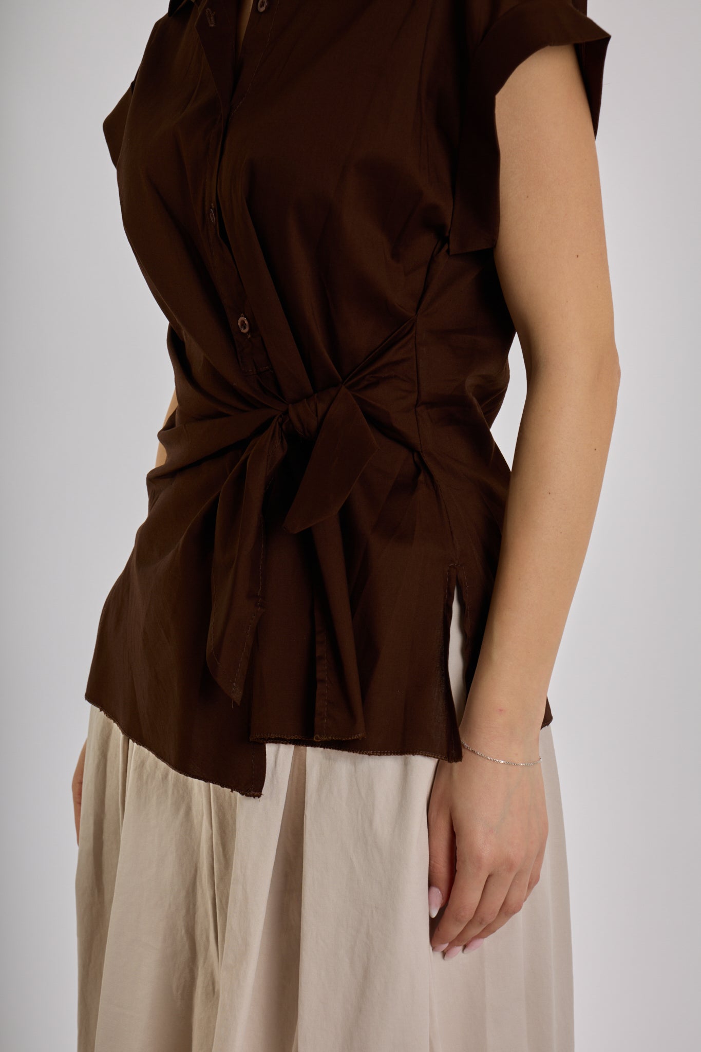 CAMICIA INCROCIO FIOCCO|Colore:Cioccolato