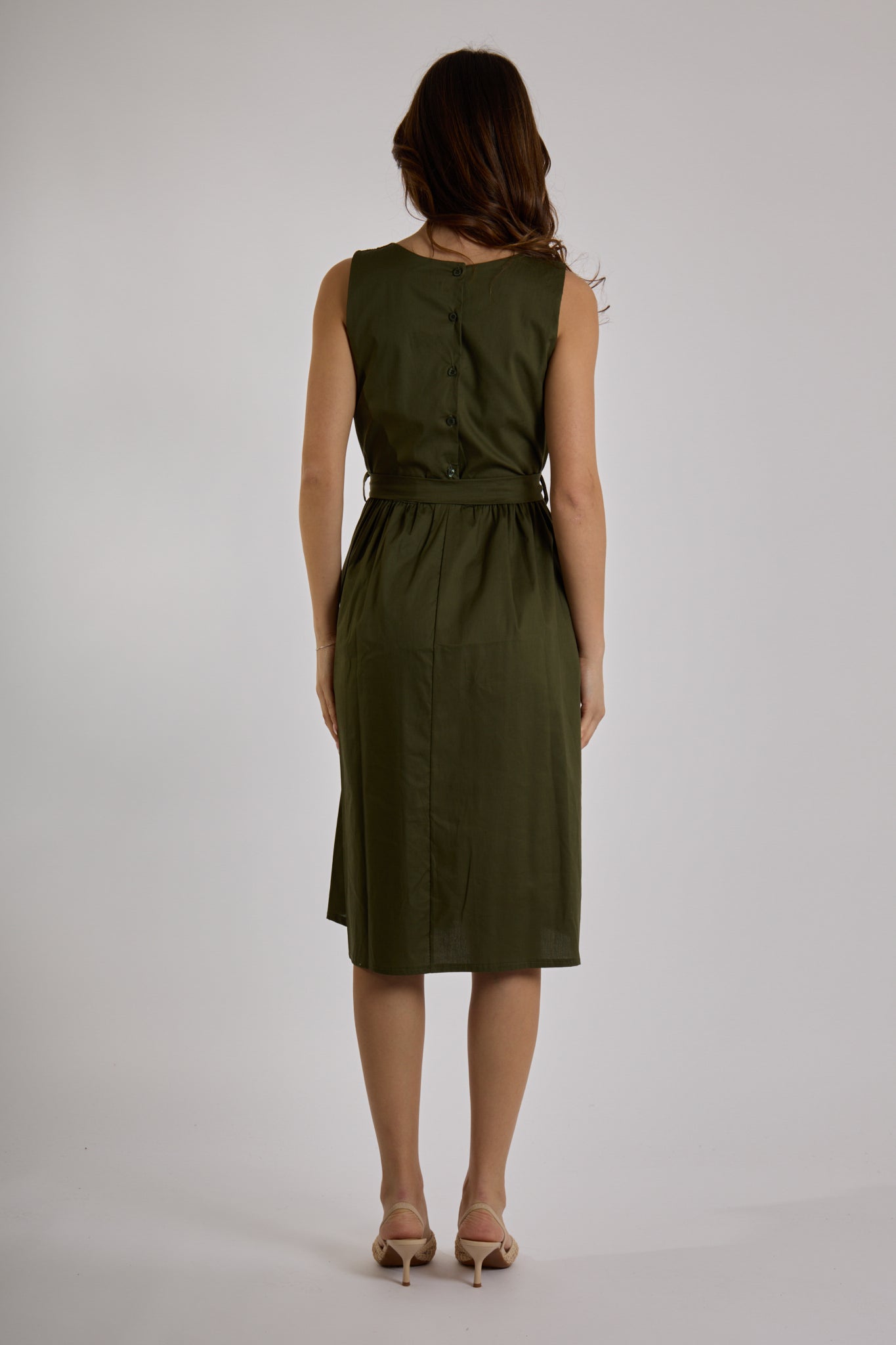 ABITO MIDI IN COTONE |Colore:Militare