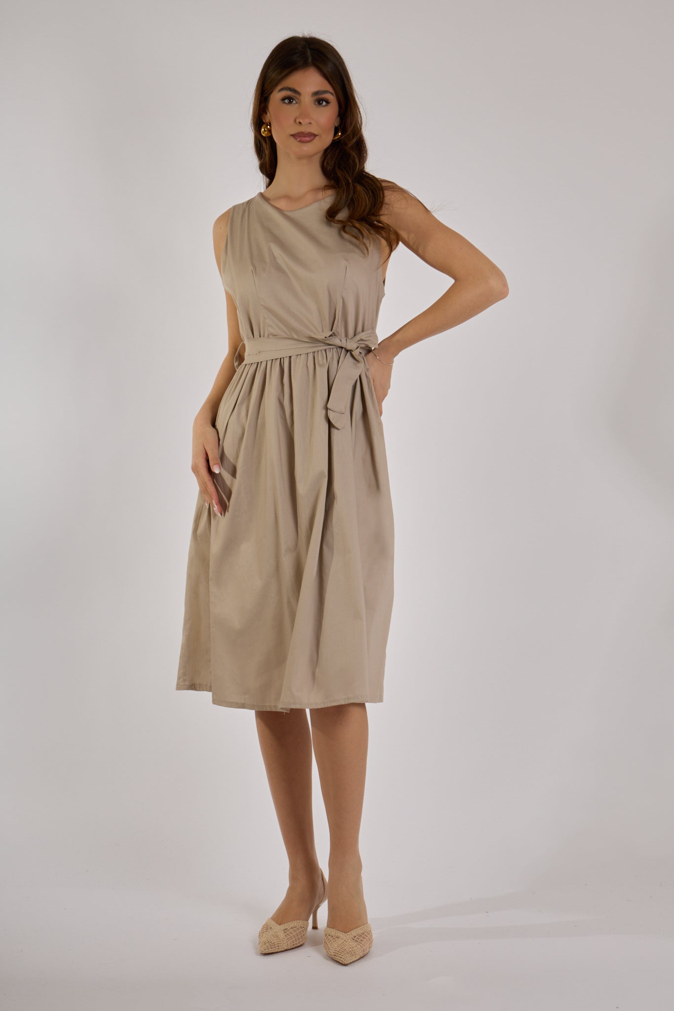 ABITO MIDI IN COTONE |Colore:Sabbia