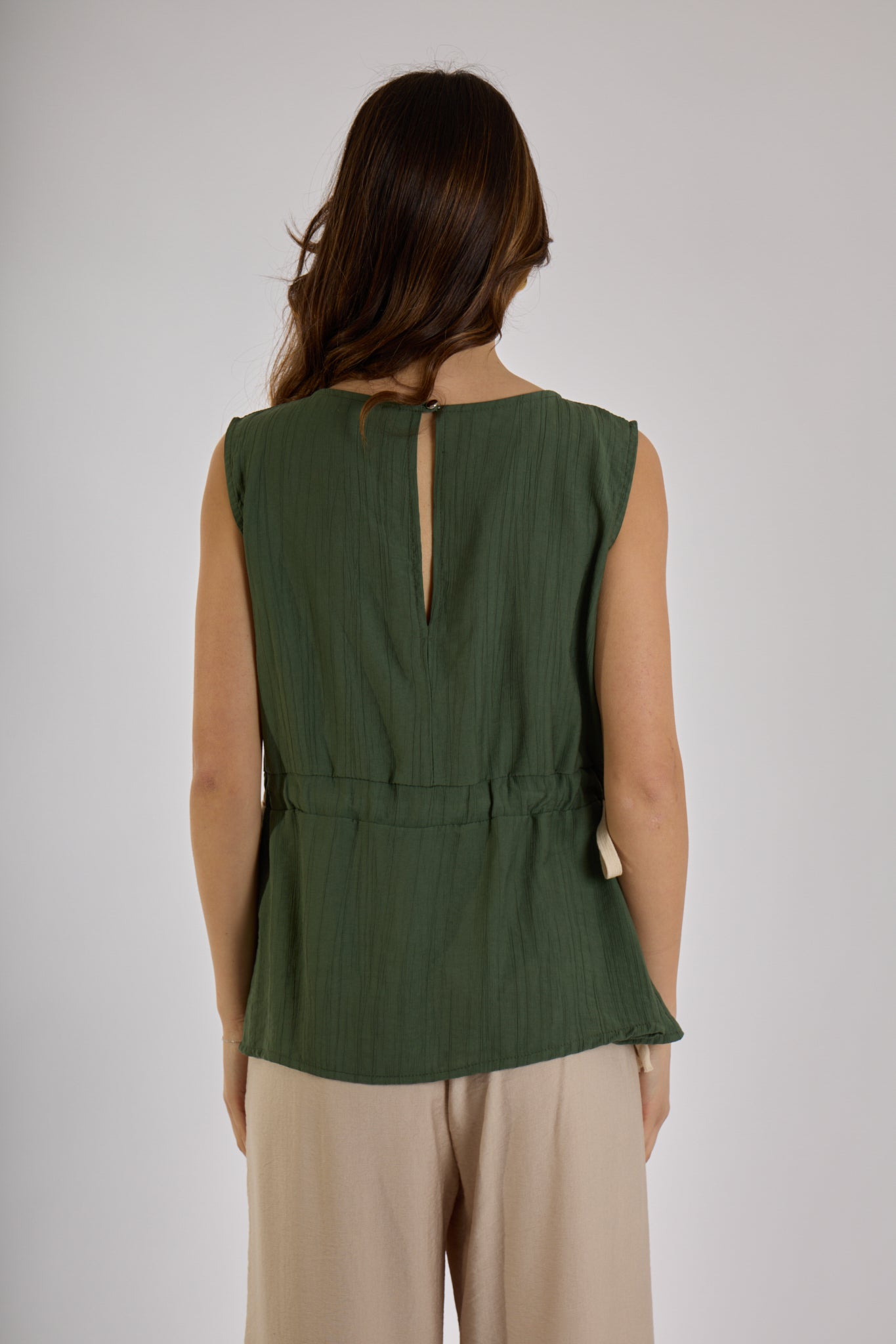 TOP FIOCCHI LATERALI|Colore:Militare
