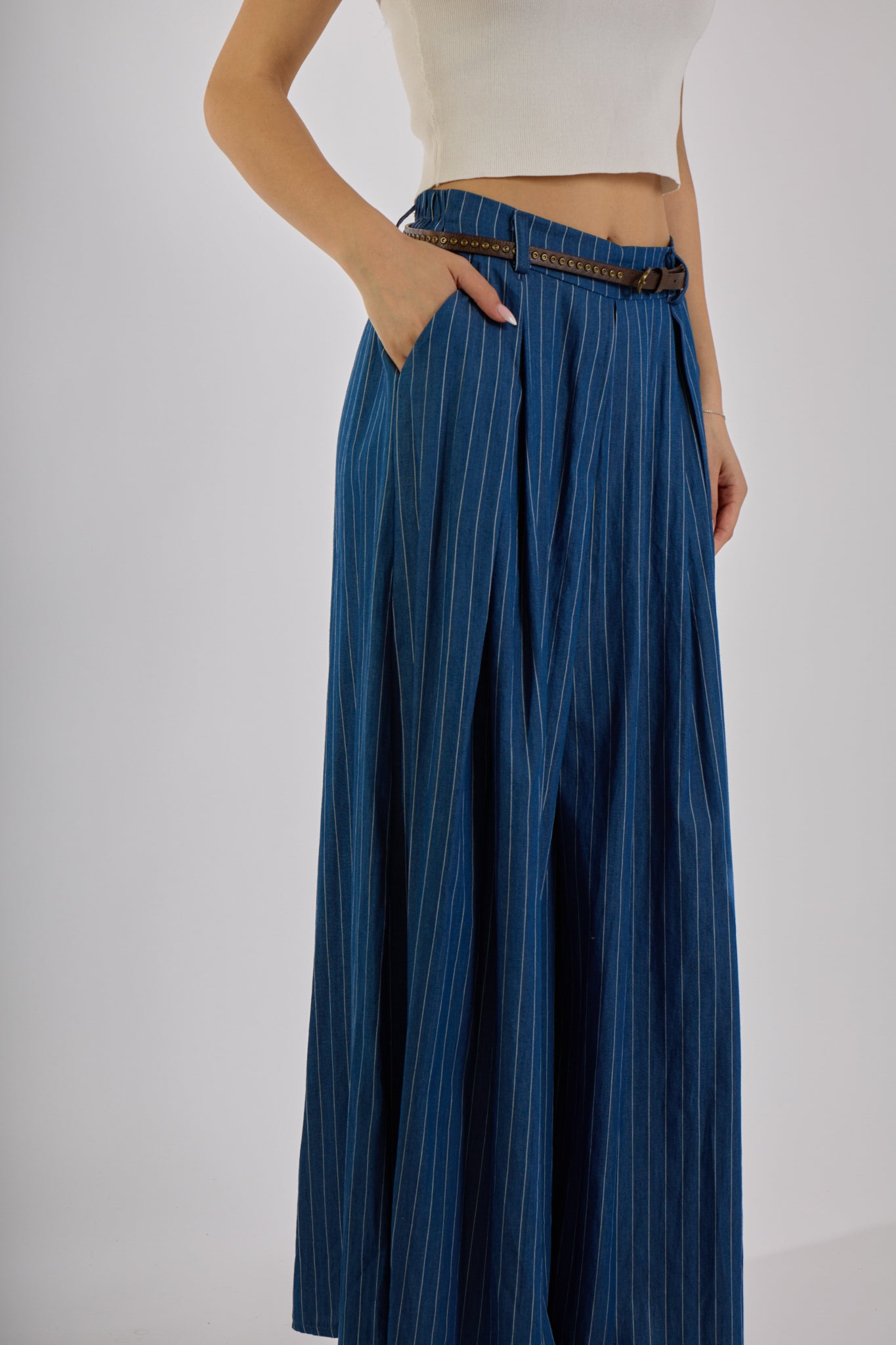 PANTALONE RIGATO|Colore:Jeans