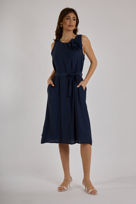 ABITO CINTURA CON SPILLA|Colore:Blu