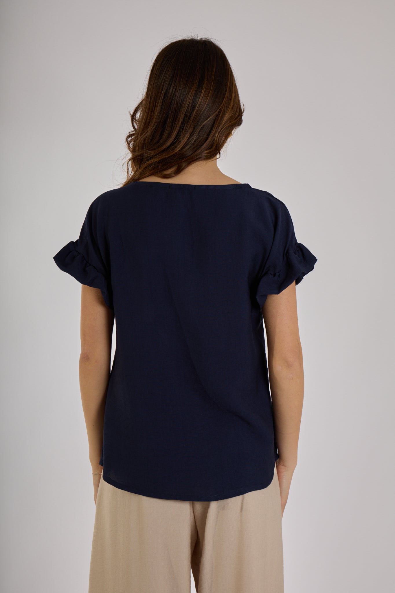 BLUSA MANICA ROUCHES|Colore:Blu