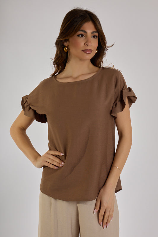 BLUSA MANICA ROUCHES|Colore:Cioccolato
