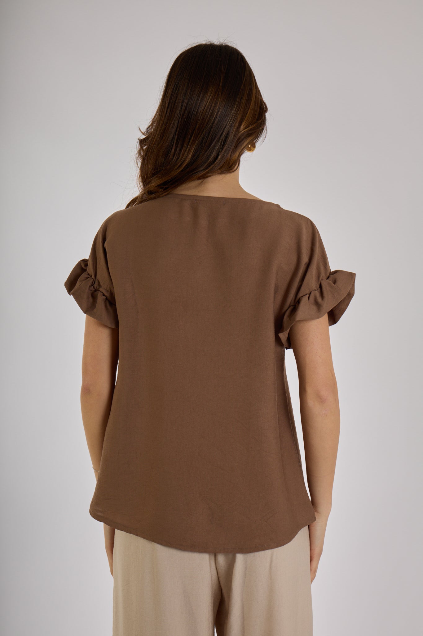 BLUSA MANICA ROUCHES|Colore:Cioccolato
