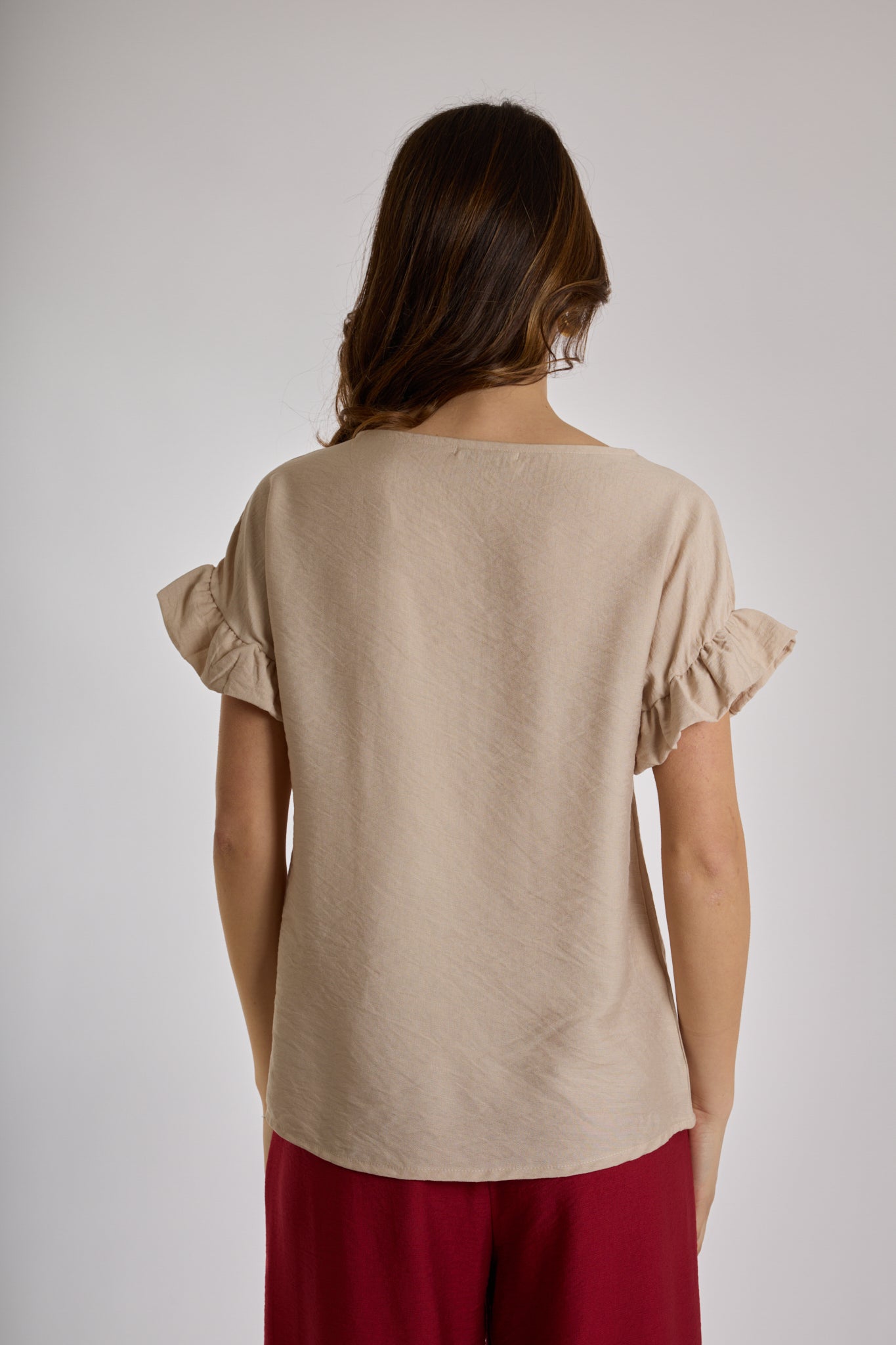 BLUSA MANICA ROUCHES|Colore:Sabbia