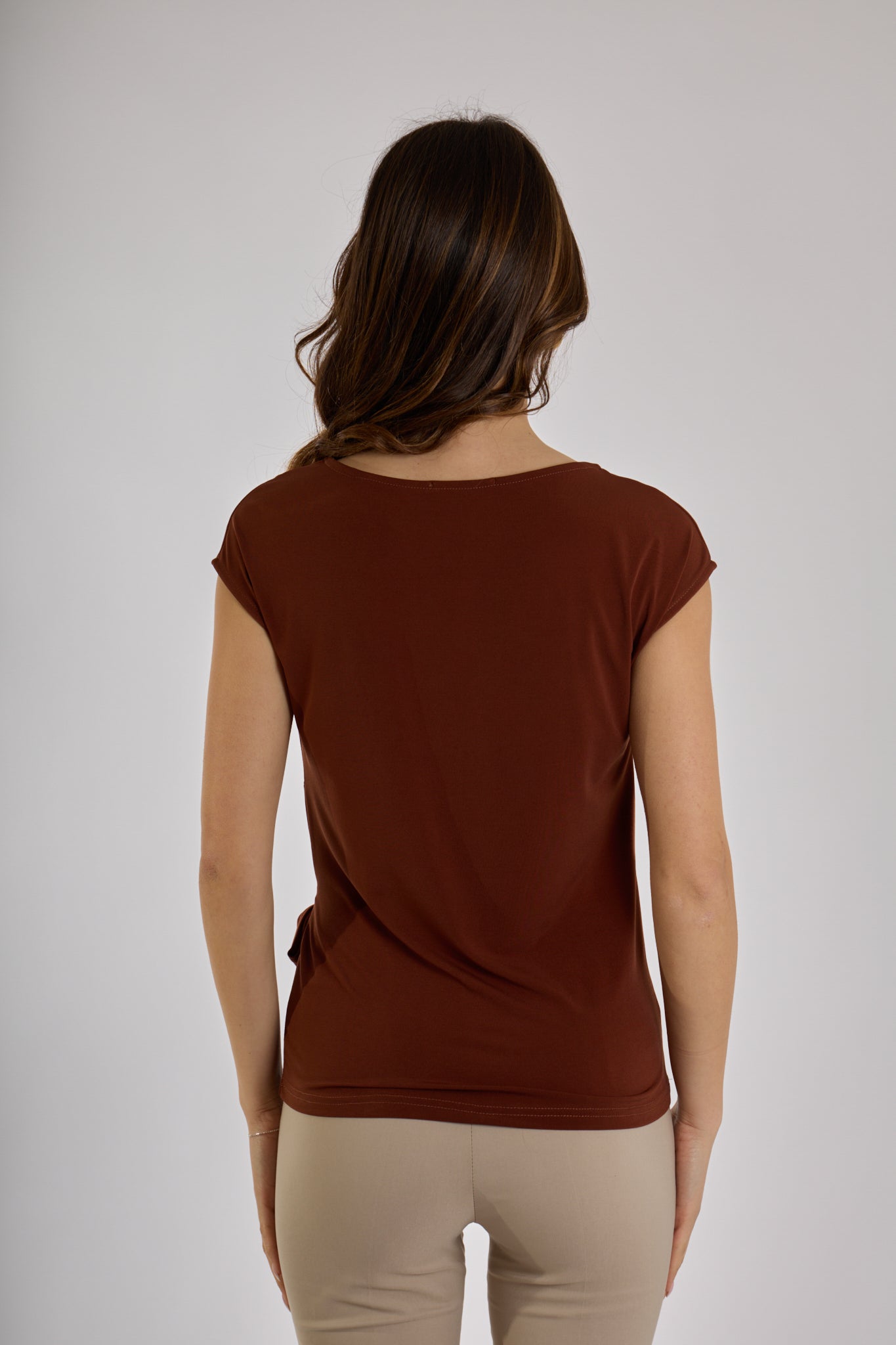 BLUSA NODO LATERALE|Colore:Cioccolato
