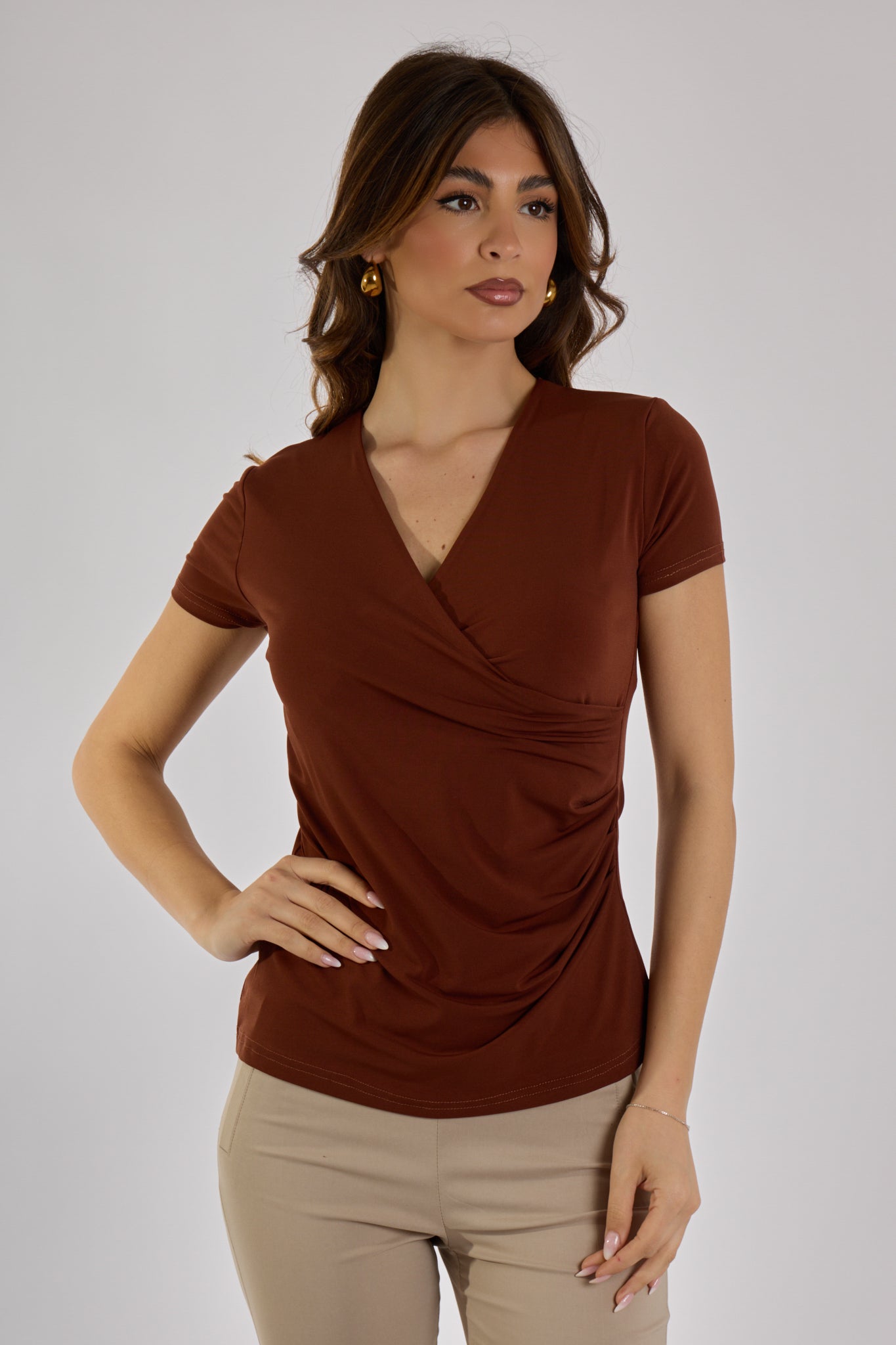 BLUSA INCROCIO|Colore:Cioccolato