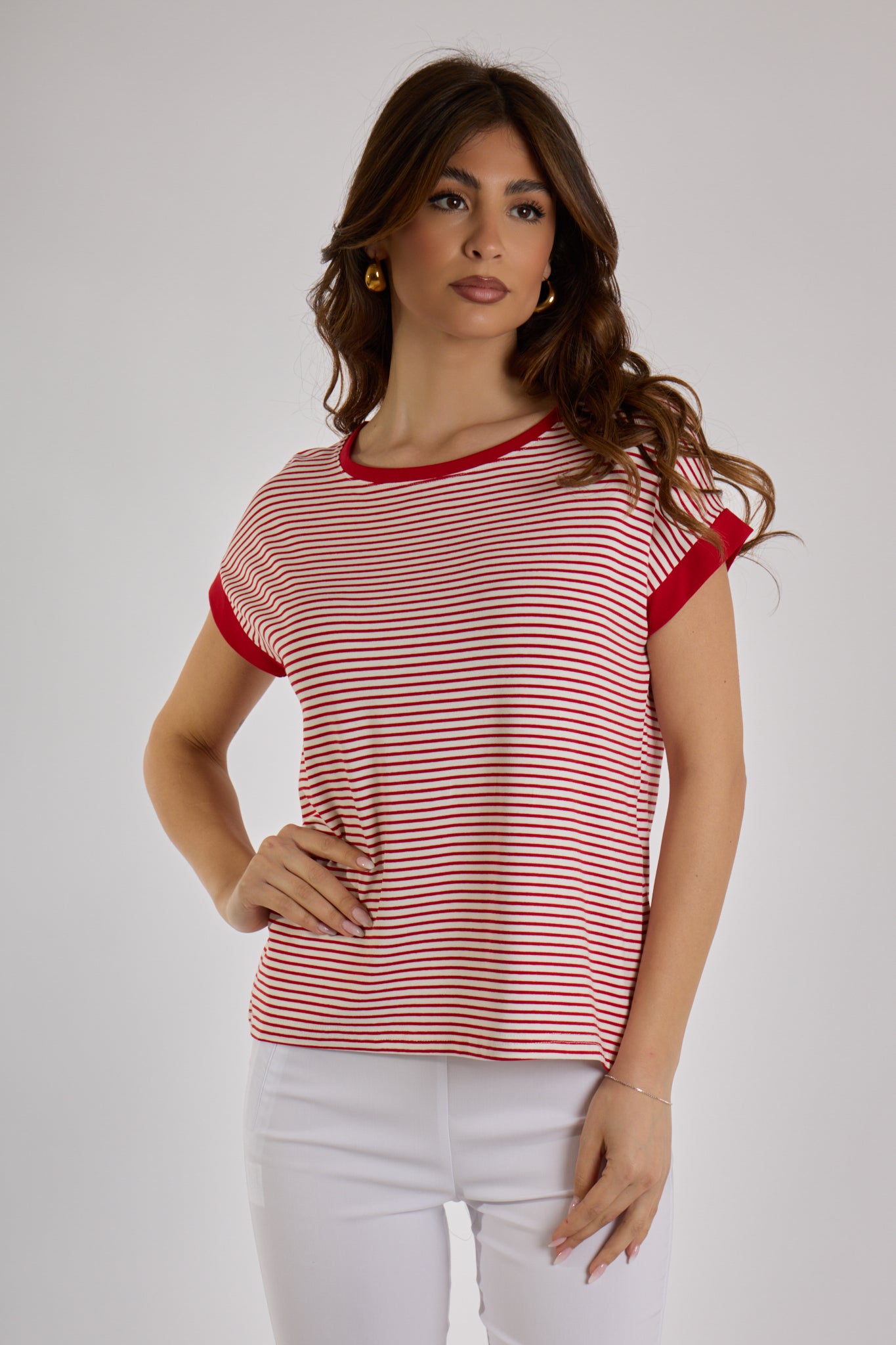 MAGLIA RIGHE|Colore:Rosso india