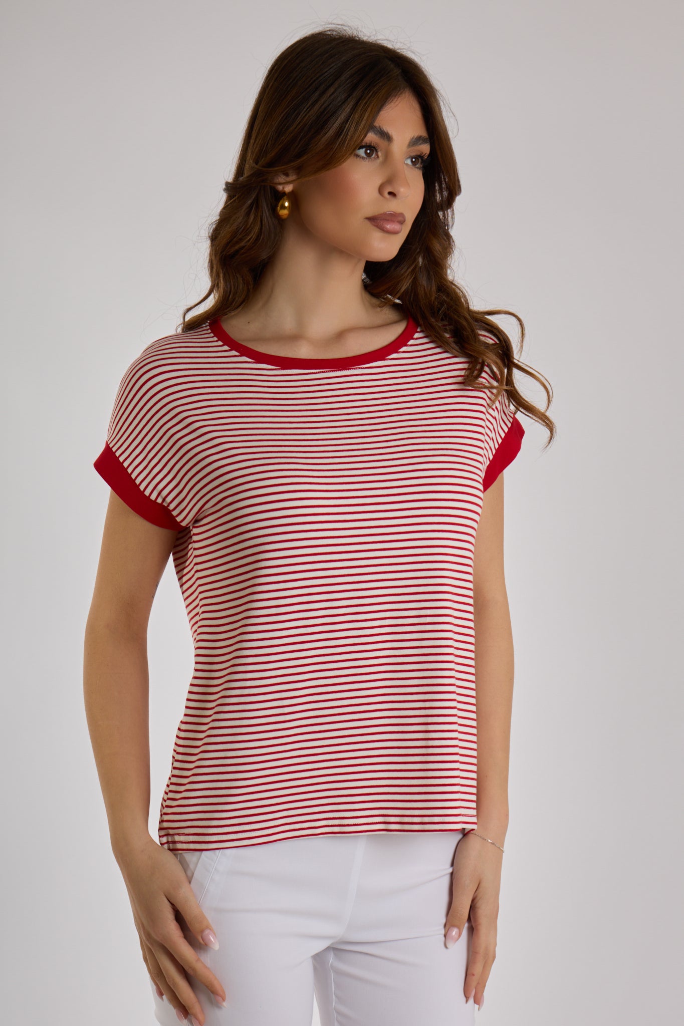 MAGLIA RIGHE|Colore:Rosso india