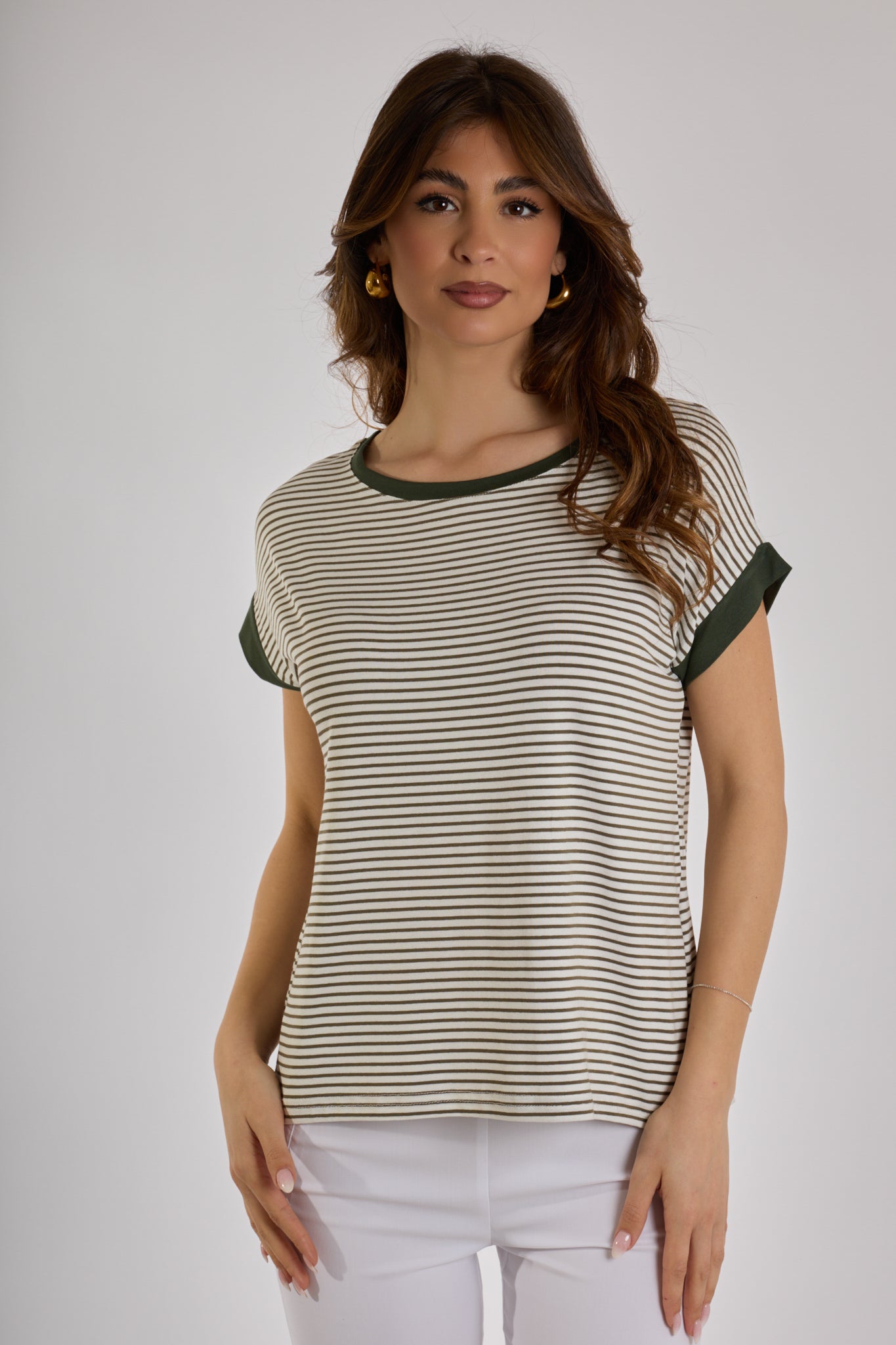MAGLIA RIGHE|Colore:Militare