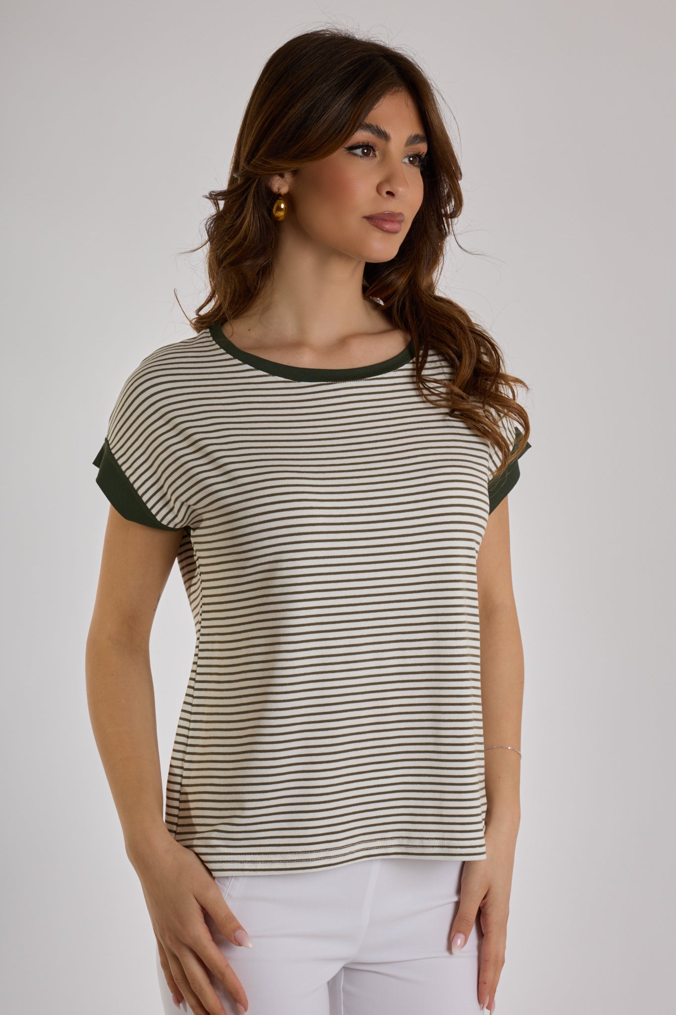 MAGLIA RIGHE|Colore:Militare