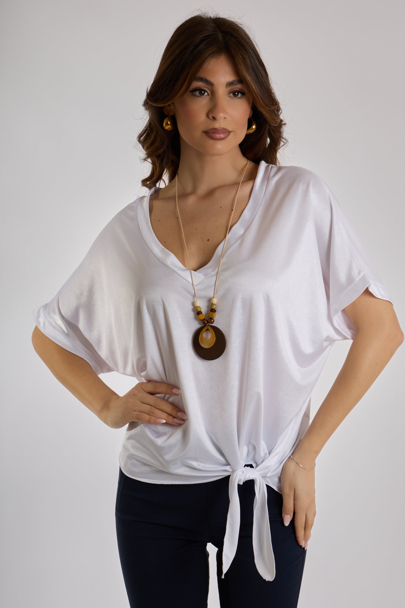 BLUSA COLLANA|Colore:Bianco