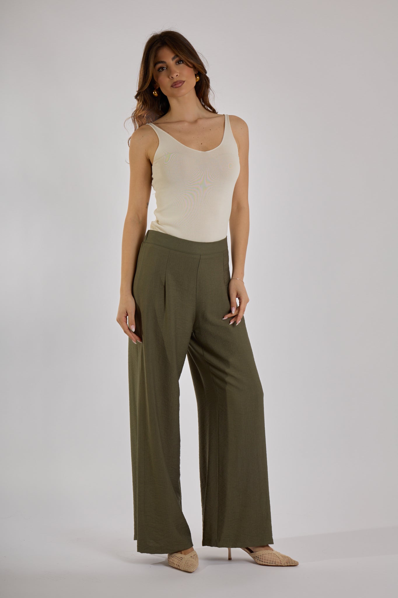 PANTALONE VISCOSA|Colore:Militare