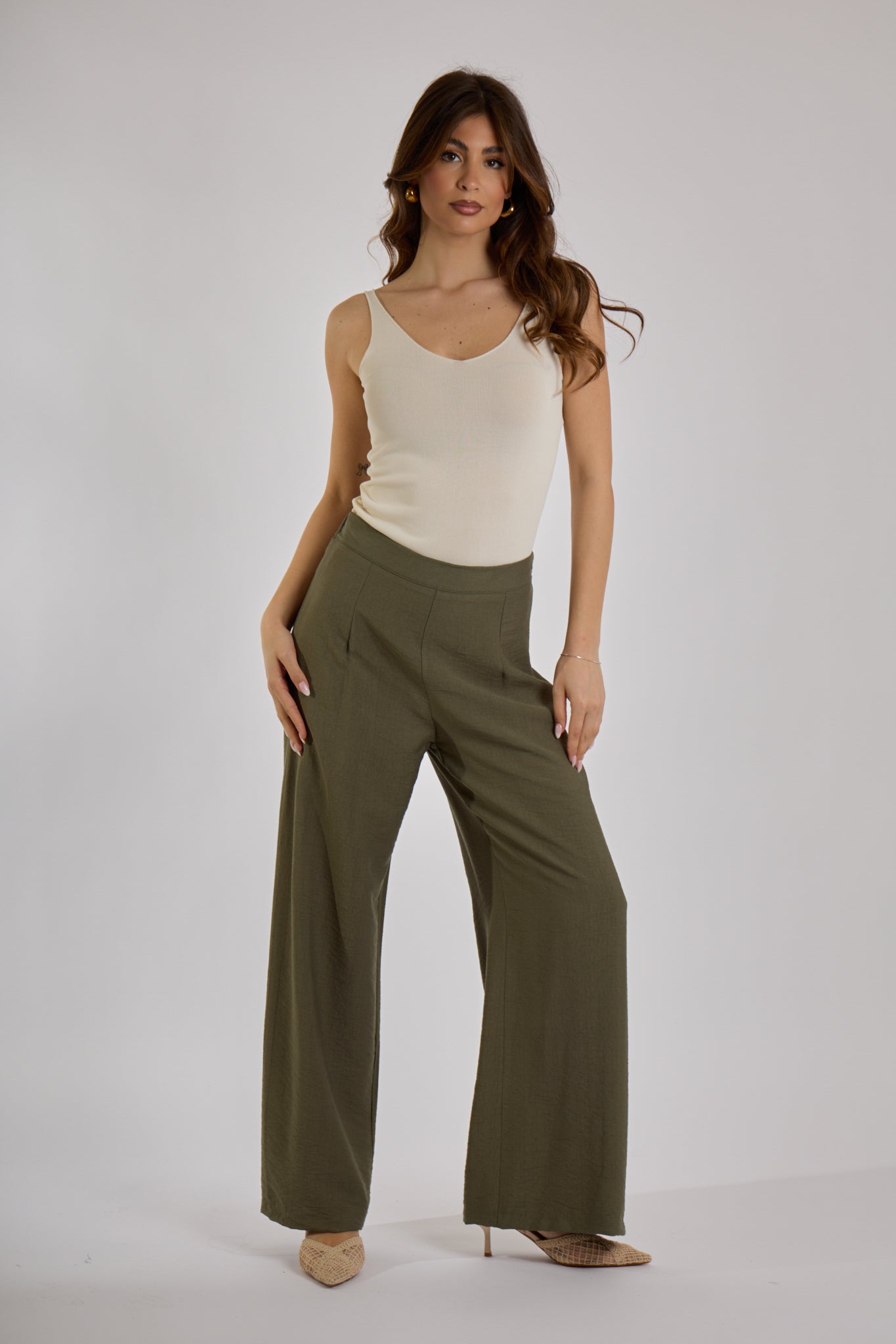 PANTALONE VISCOSA|Colore:Militare