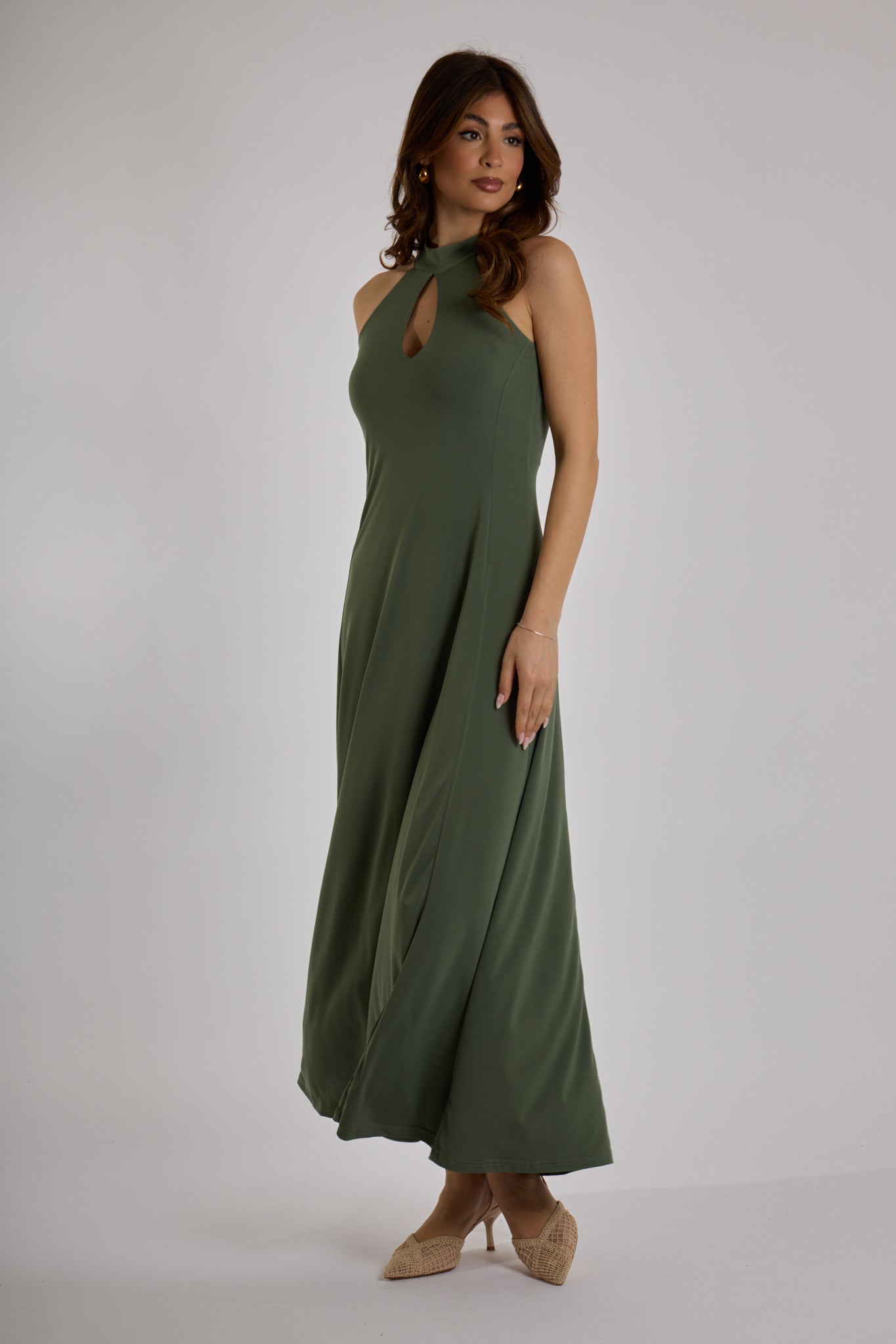 ABITO LUNGO FIOCCO RETRO|Colore:Militare