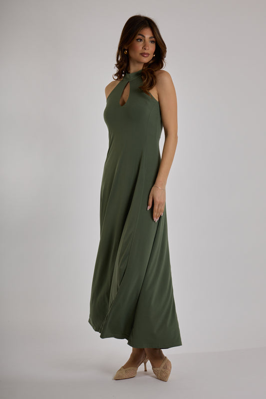 ABITO LUNGO FIOCCO RETRO|Colore:Militare