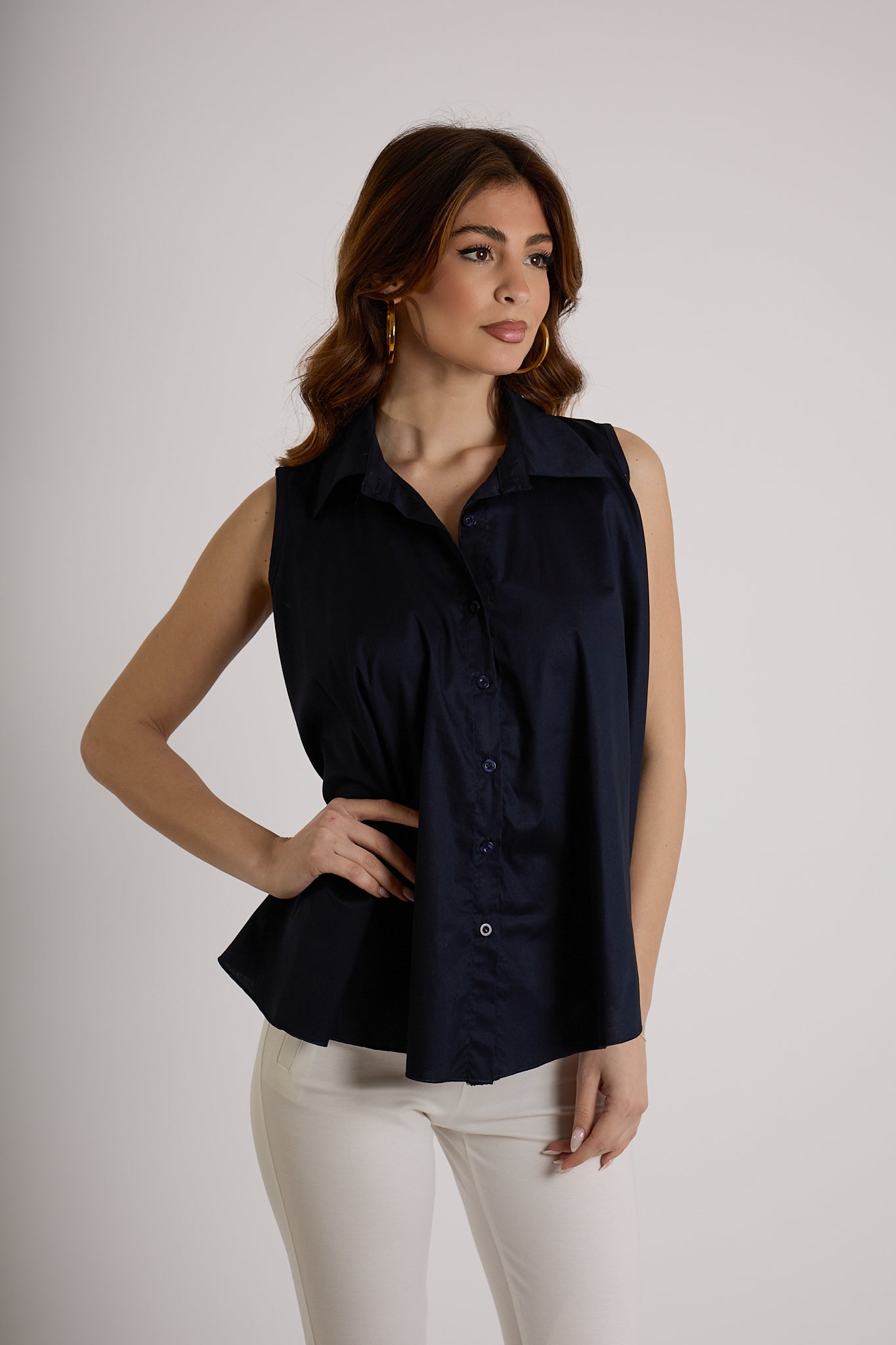BLUSA COLLO CAMICIA|Colore:Blu