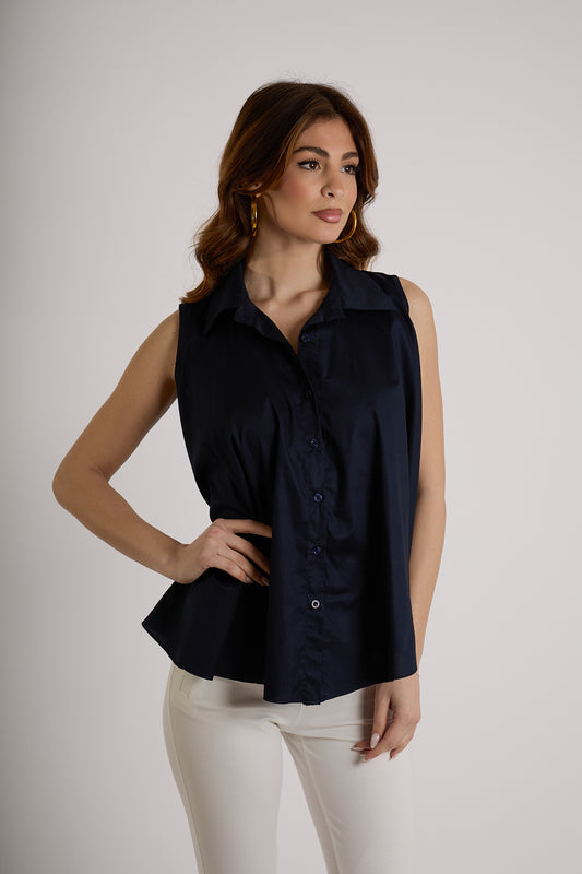 BLUSA COLLO CAMICIA|Colore:Blu