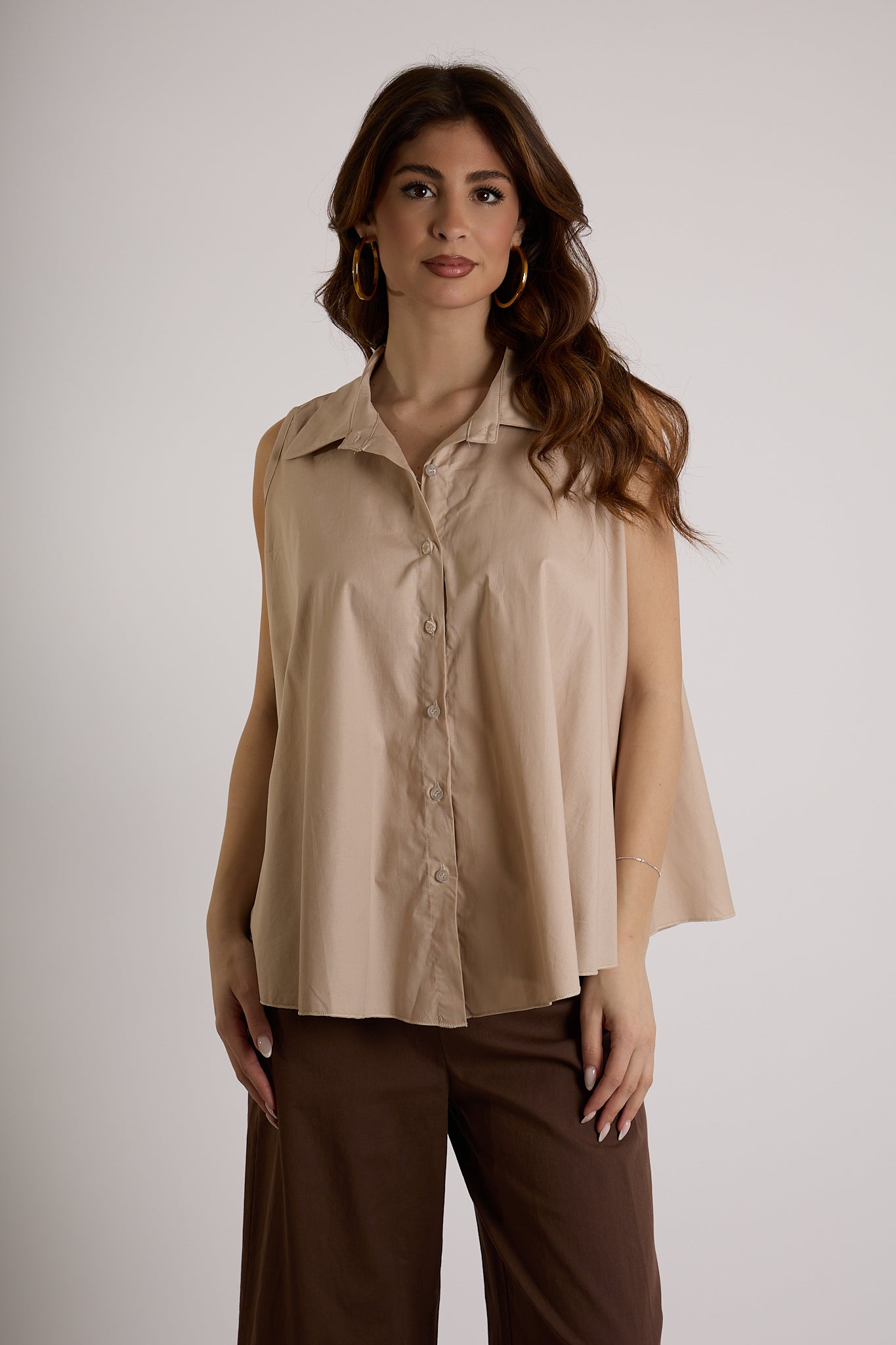BLUSA COLLO CAMICIA|Colore:Sabbia