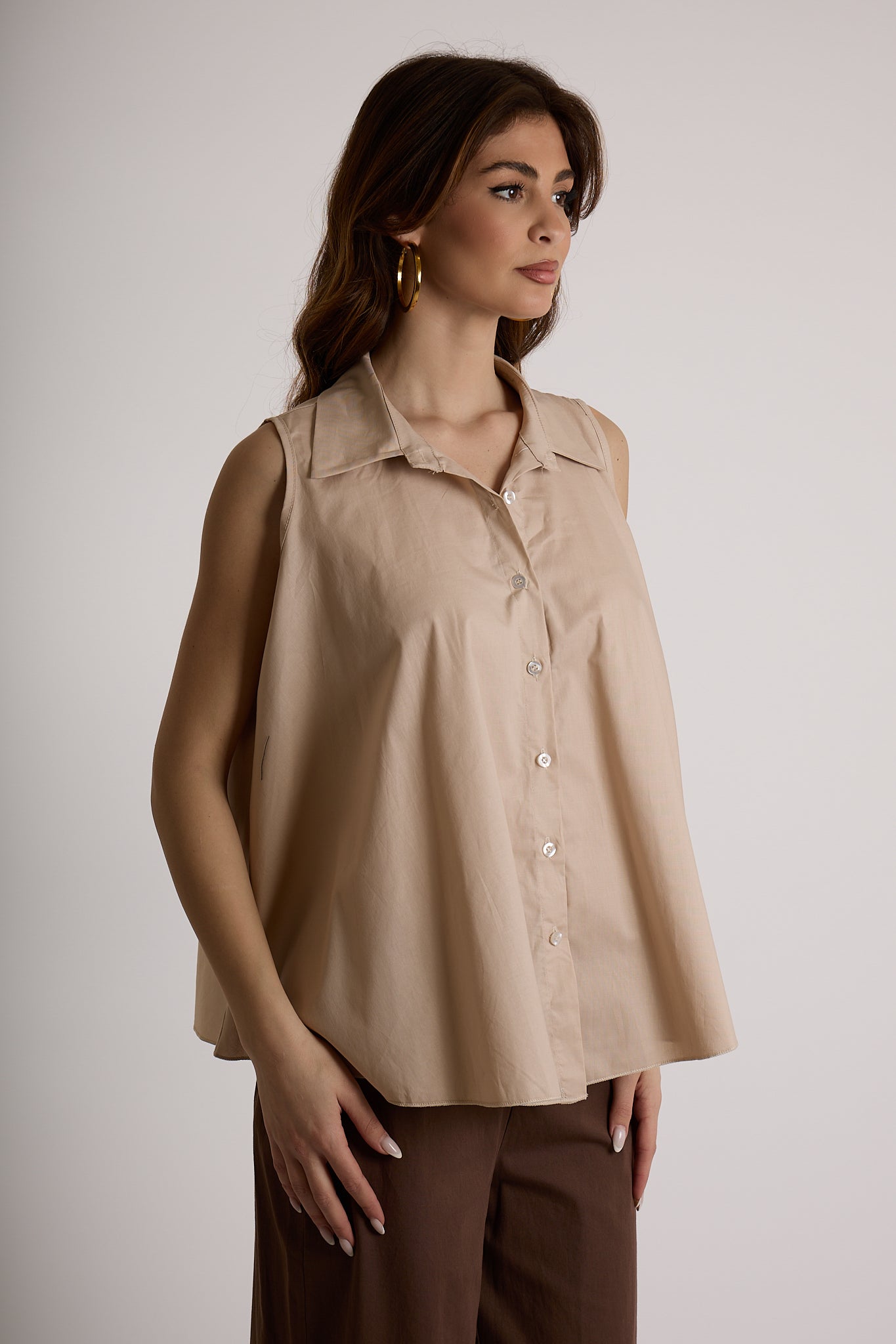 BLUSA COLLO CAMICIA|Colore:Sabbia