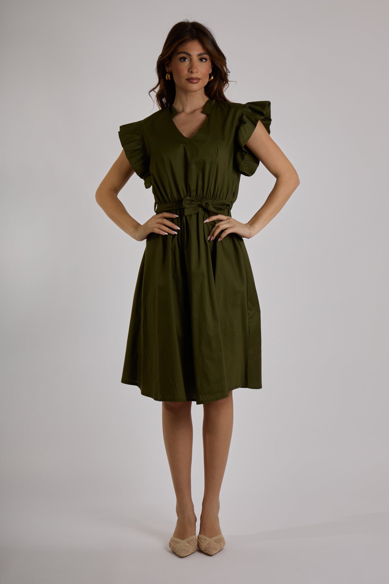ABITO MANICA AMPIA ROUCHES|Colore:Militare